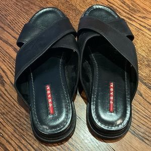 Prada Linea Rosa Crisscross Leather Sandals Authentic